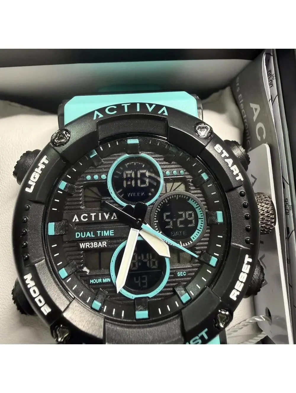 ACTIVA Mens Quartz Analog-Digital Dual Time Chrono  50mm 30m